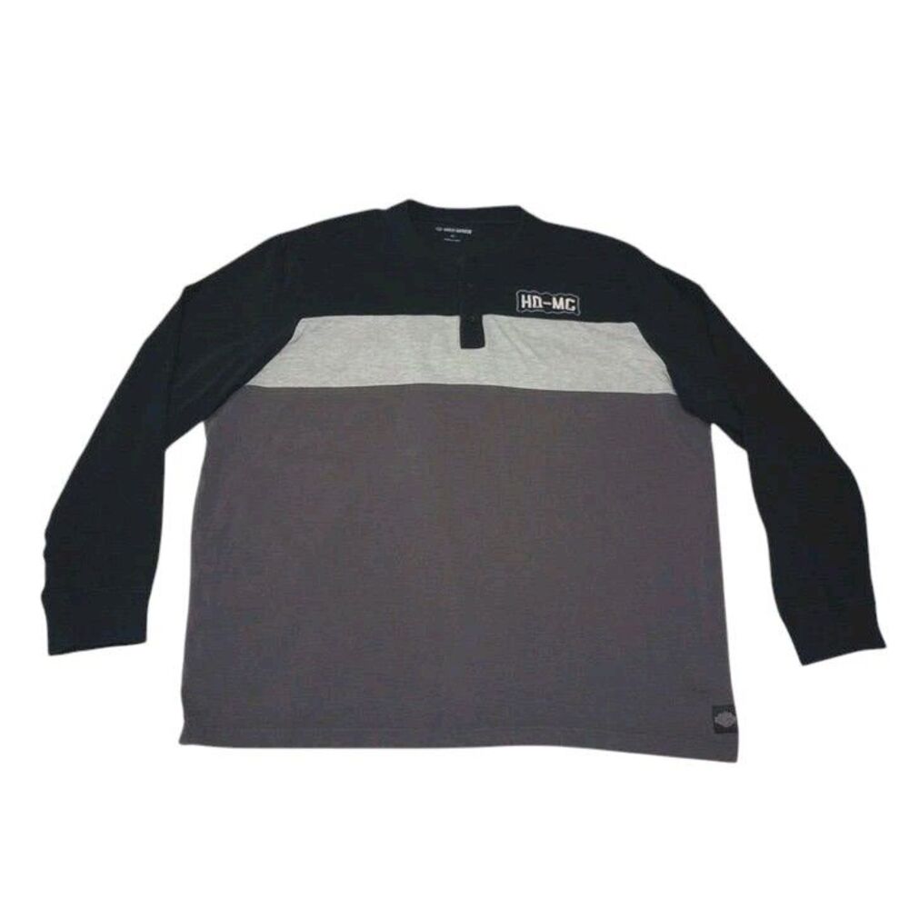 Harley Davidson Men's 3XL‎ Polo Shirt Long Sleeve Black Gray Made In India
